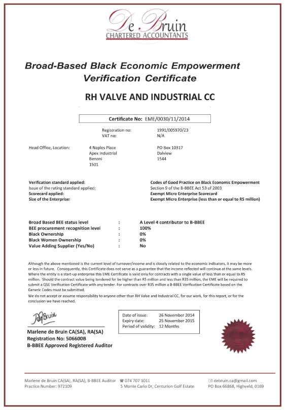 BEE Certificate